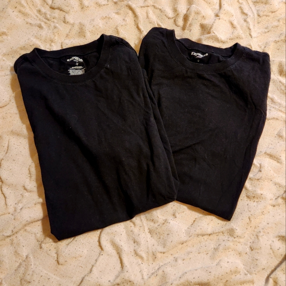 Express Crew Black T-Shirts, men's large.